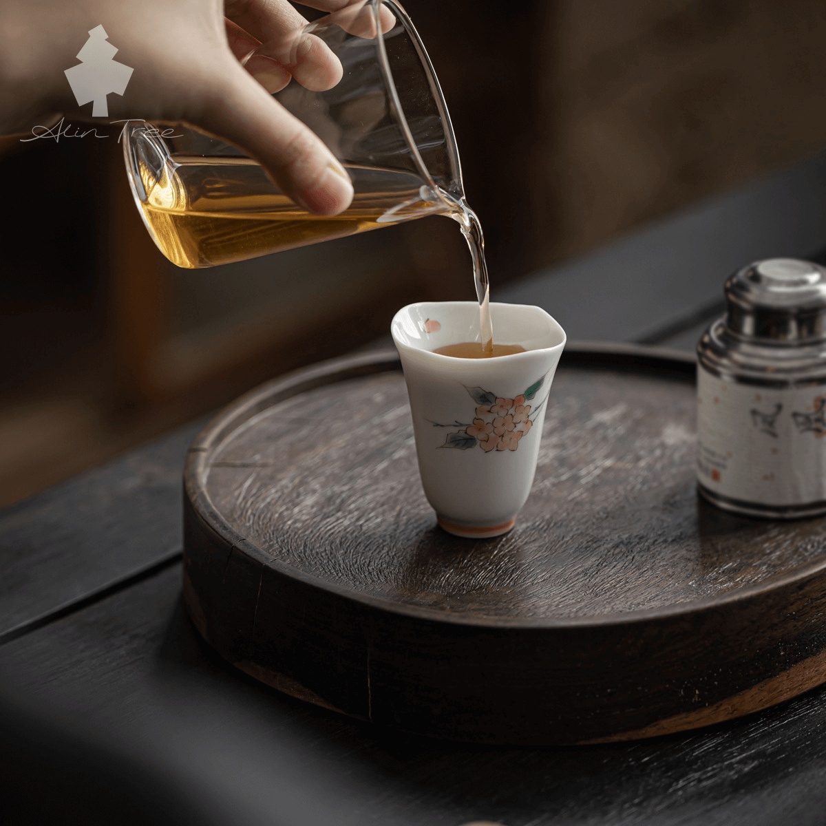 Hand-Painted Hydrangea Gongfu Tea Cup