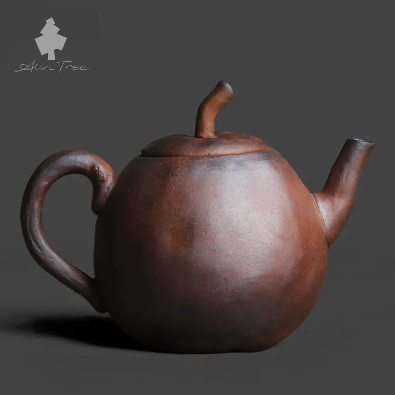Coarse Stoneware Old Rock Clay Apple-Shaped Teapot