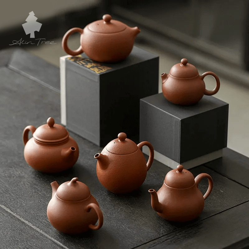 Zhuni (Cinnabar Clay) Yixing Zisha Teapot with Orange-Peel Texture