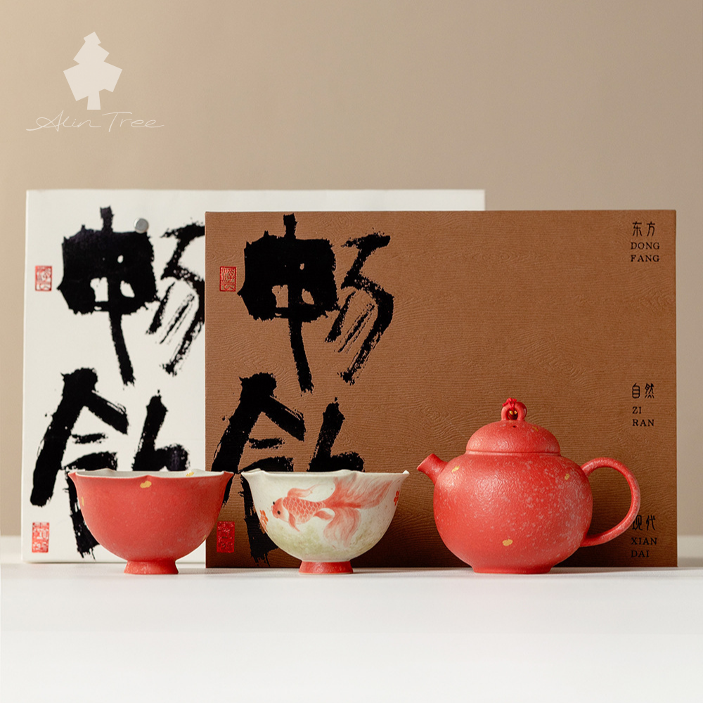 Hand-Painted Goldfish Teapot Tea Set