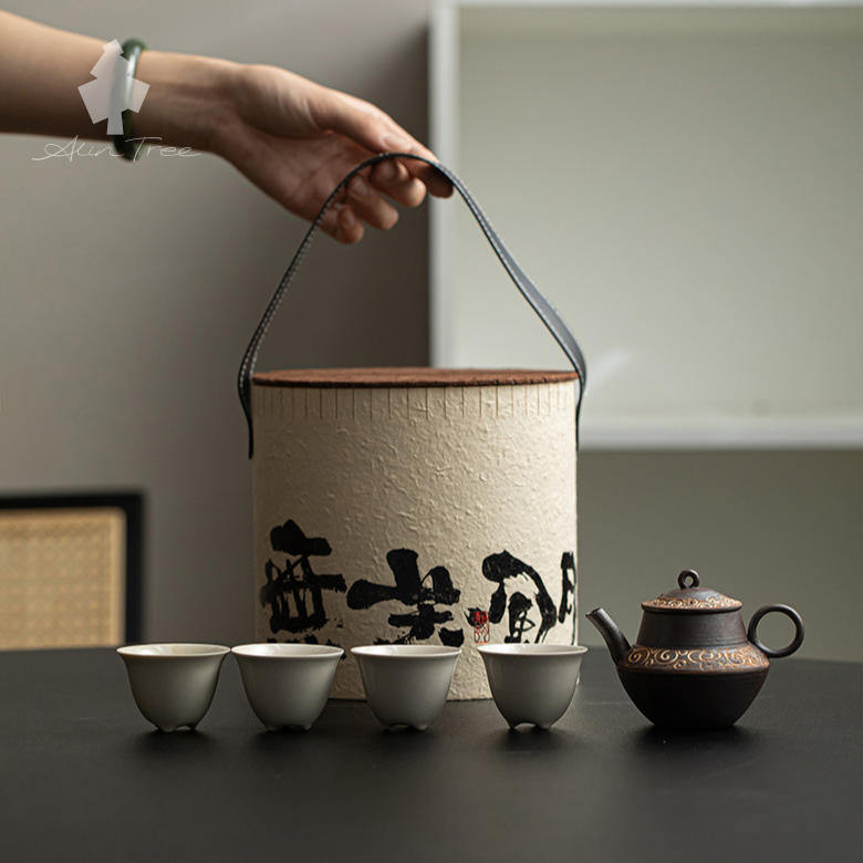 Old Rock Clay Teapot Set (1 Teapot & 4 Teacups)