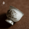 Wood-Fired Ceramic Tea Cup with High Foot, Kiln-Transmutation Glaze