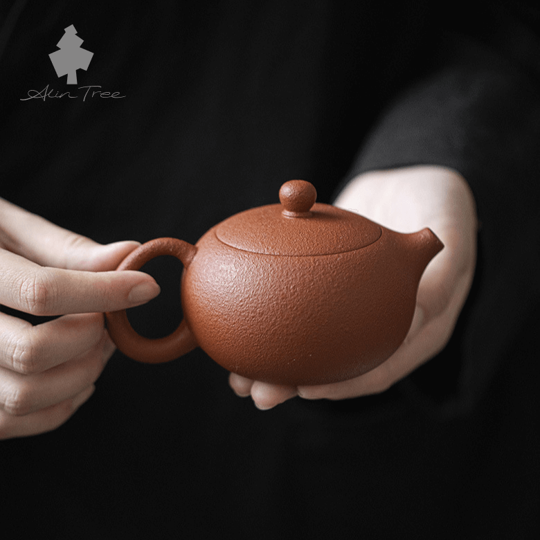 Zhuni (Cinnabar Clay) Yixing Zisha Teapot with Orange-Peel Texture