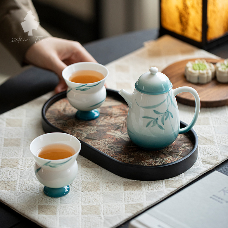 Hand-Painted Orchid White Porcelain Teapot Tea Set
