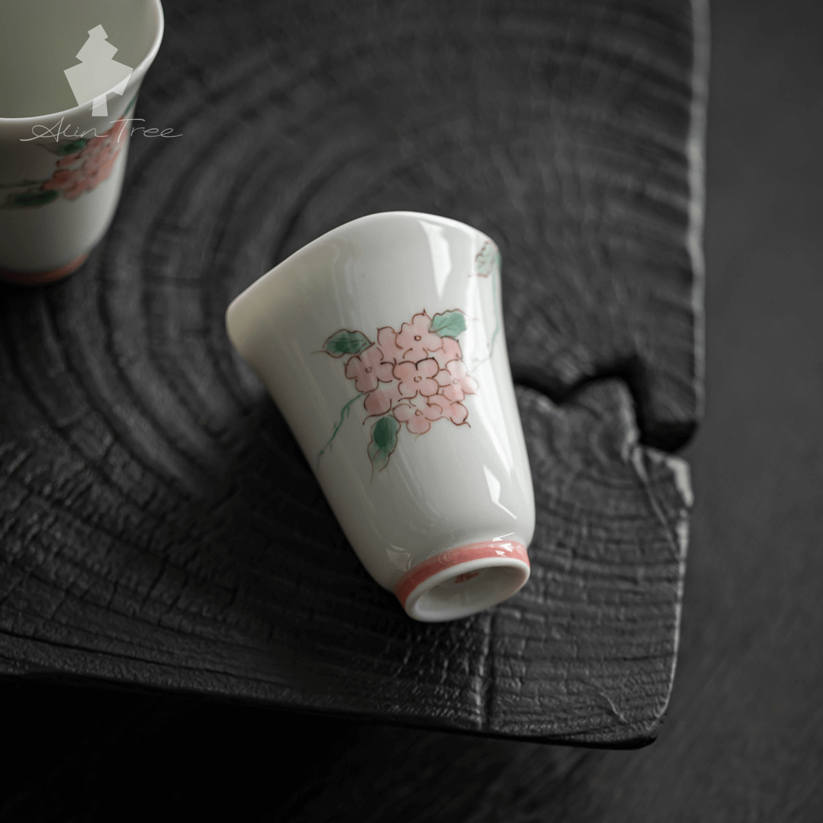 Hand-Painted Hydrangea Gongfu Tea Cup